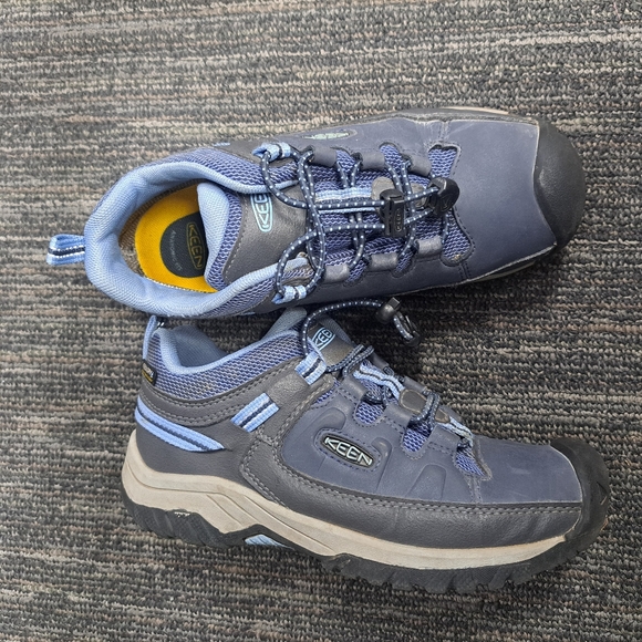 KEEN Big Kids' Targhee Waterproof Low Blue Nights/Della Blue Hiking Shoe - Picture 2 of 7